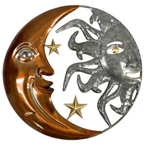 THE JOY TREE Metal Moon Sun Stars Wall Décor - Metal Copper Gold Silver, 14"